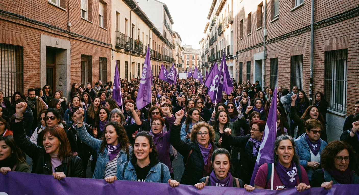 Marcha feminista del 8M en Vallecas 2026