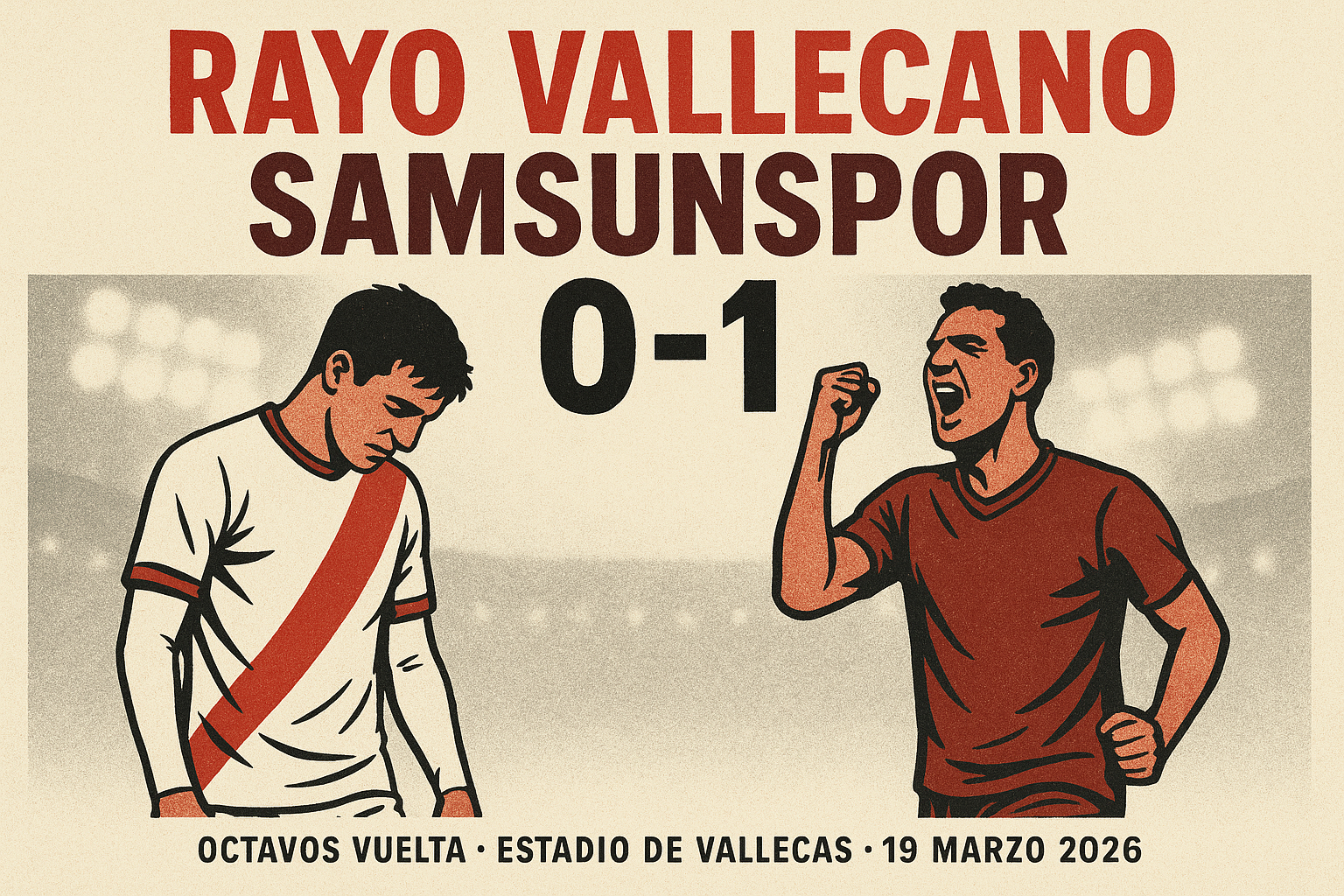 Matchcard de la crónica Rayo Vallecano 0-1 Samsunspor, pase a cuartos de Conference