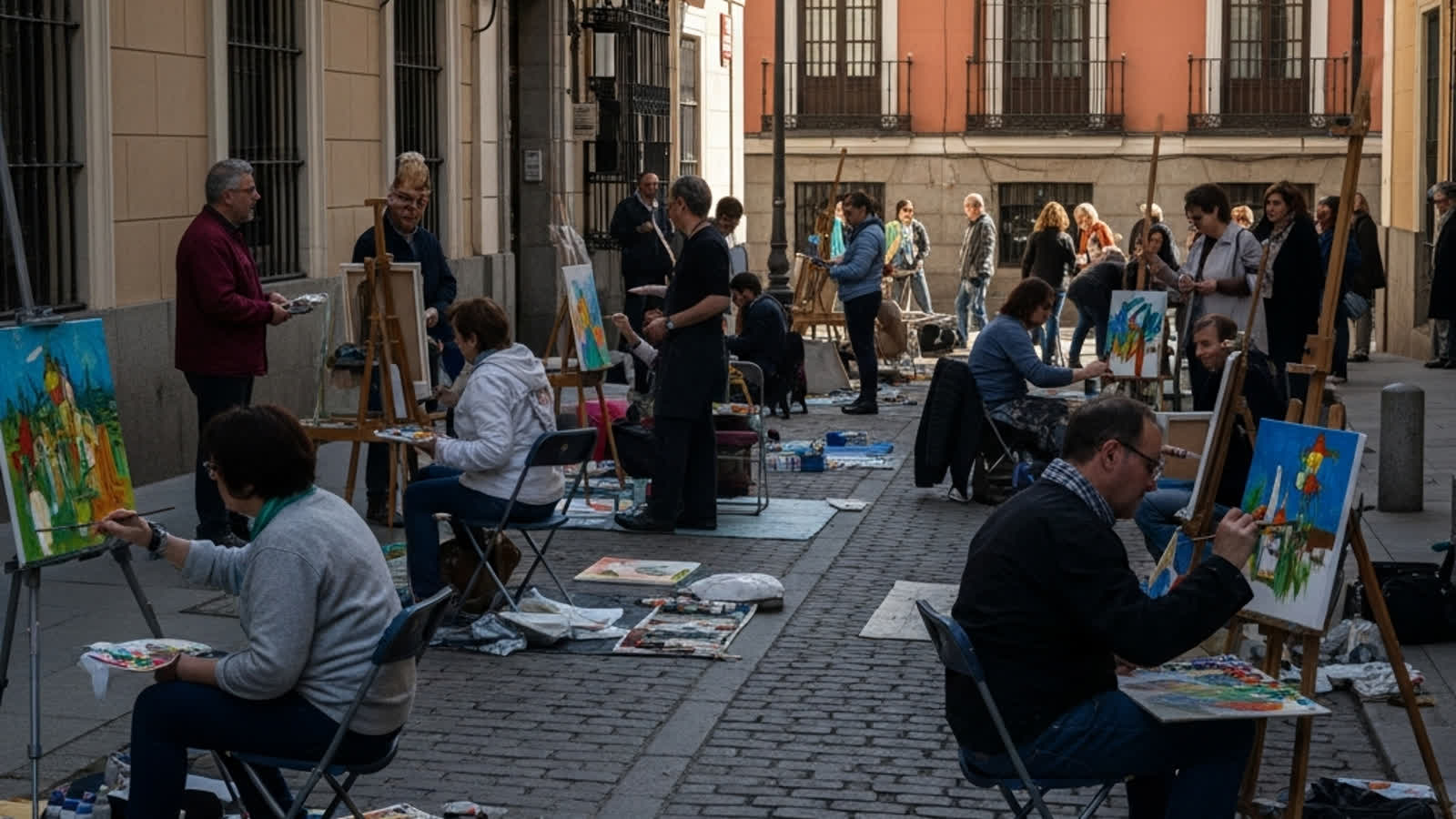 Artistas pintando al aire libre en Villa de Vallecas