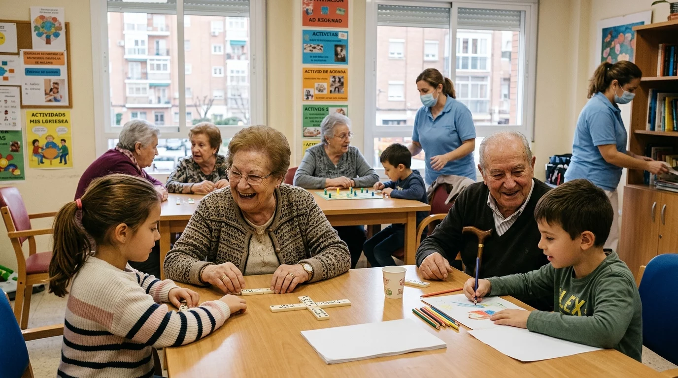 Jornada intergeneracional en un centro de día de Villa de Vallecas