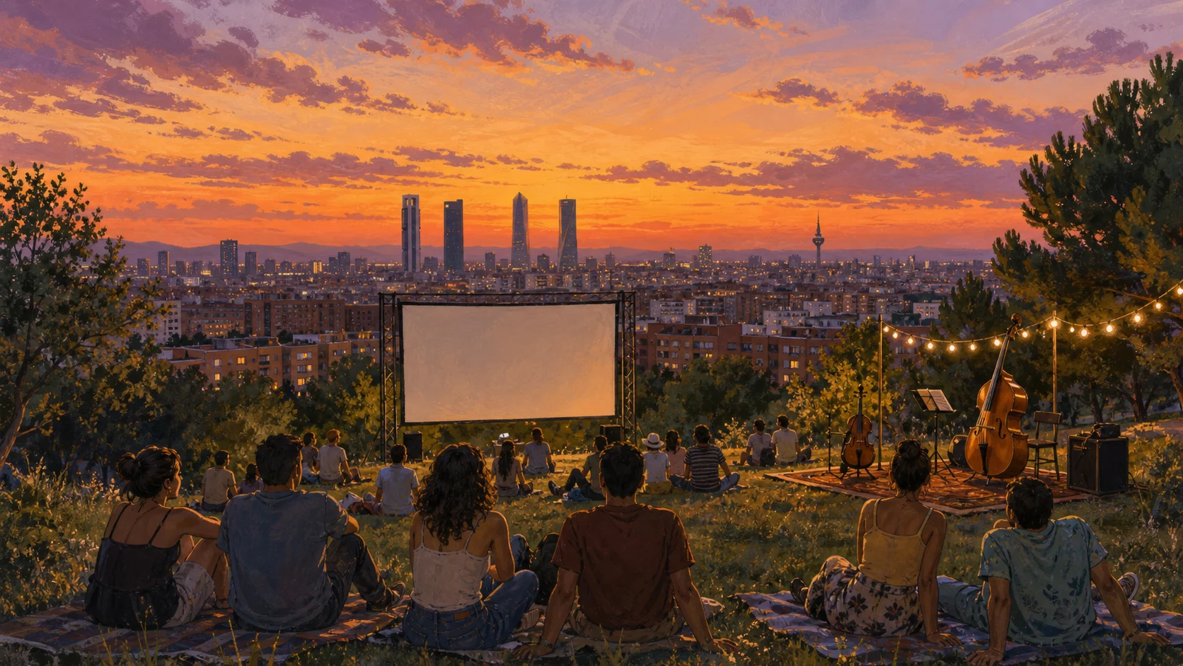 Cine y música al aire libre en el Cerro del Tío Pío al atardecer