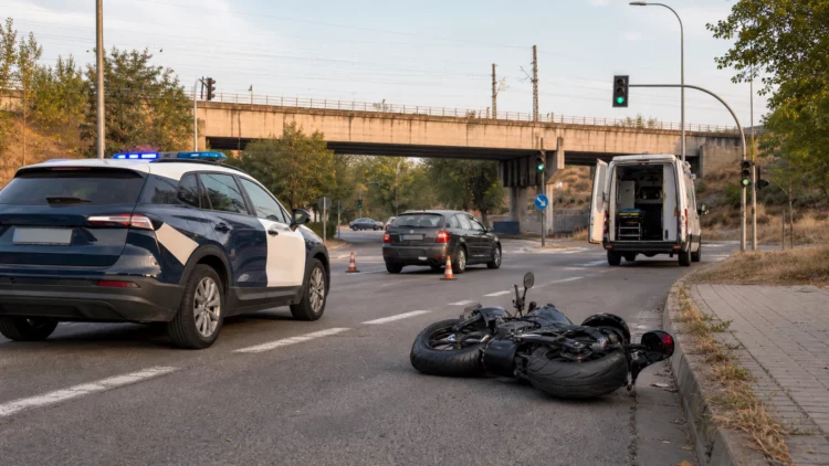 Recreación de la atención a un accidente de moto en una vía urbana de Entrevías