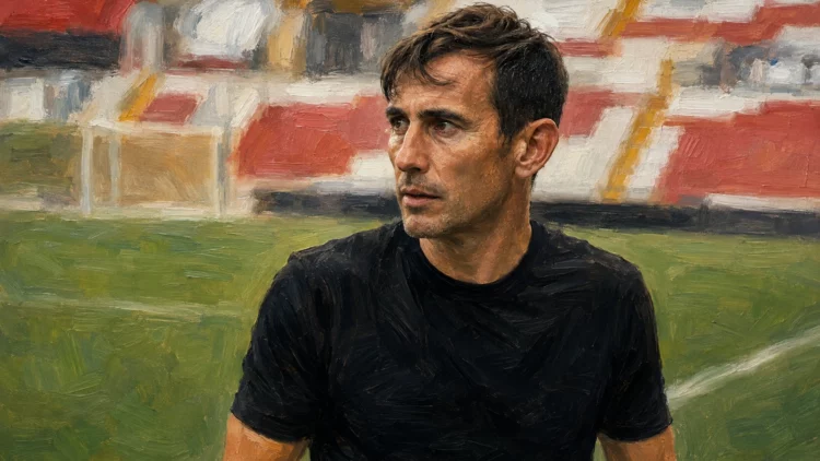 Retrato pintado de Beñat San José en el Estadio de Vallecas.