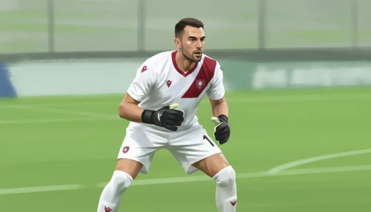 Recreación editorial de Emil Audero como portero del Rayo Vallecano.
